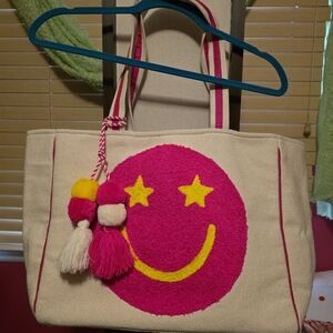 Katydid Pink and Cream Smiley Shoulder Bag
